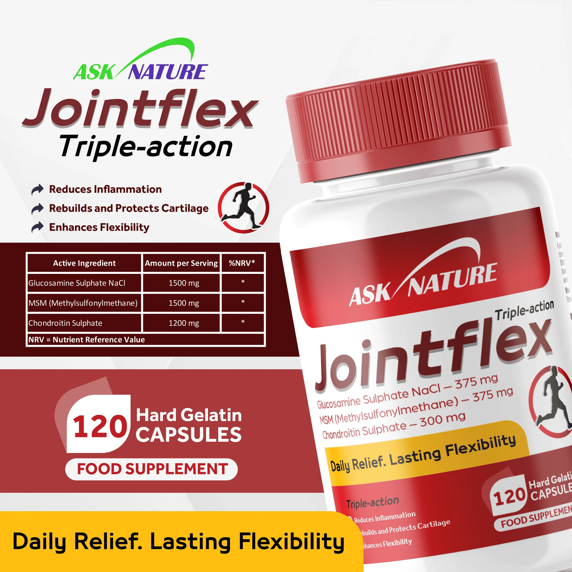 ASKNATURE Jointflex UK Product Back Label - Ingredients and Directions