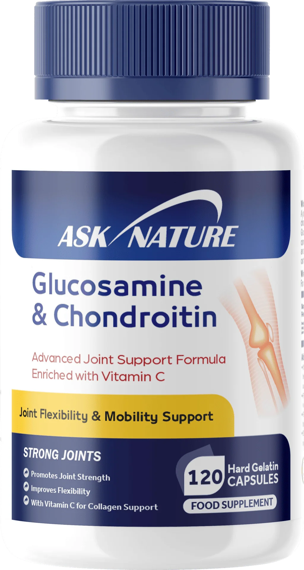 ASKNATURE Glucosamine & Chondroitin UK Professional Joint Support Supplement 120 Capsules High Purity Formula Shellfish Free
