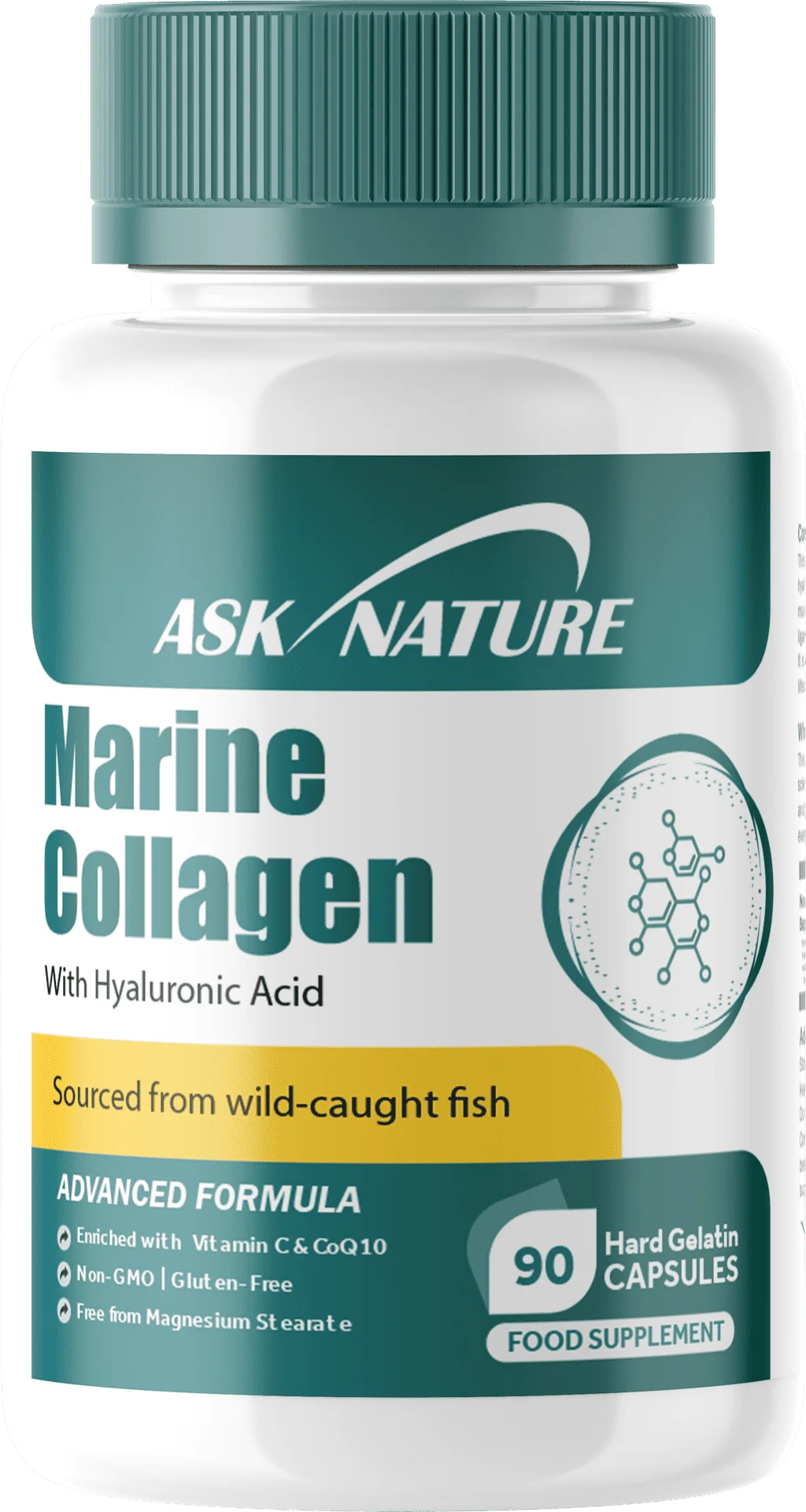 ASKNATURE Marine Collagen UK Premium Beauty Joint Support - 100% Pure Marine Collagen Peptides for Skin Hair Nails